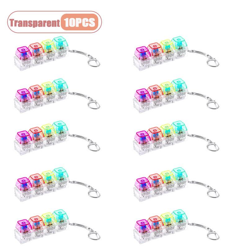 Mechanical Keyboard Switch Tester Keychain Fidget with LED Light DIY Keycap Stress Relief Clicker for Office Desk Anxiety Gift