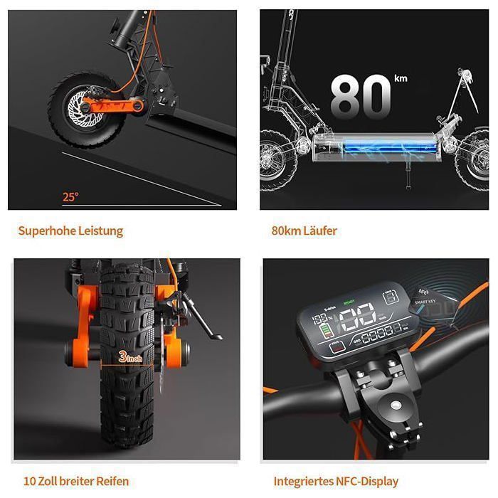 Trottinette Électrique - JOYOR S8E - Moteur 800 W - Batterie 48 V 26 Ah - Autonomie 80 Km - Cadre En Alliage D'aluminium.