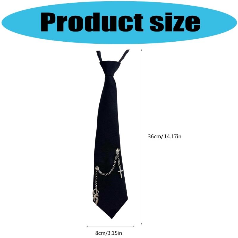 PreTied Women Necktie With Quick Zipper Design Fashion 2000s Punk Chain Decors Neck Tie For Business Event Gathering