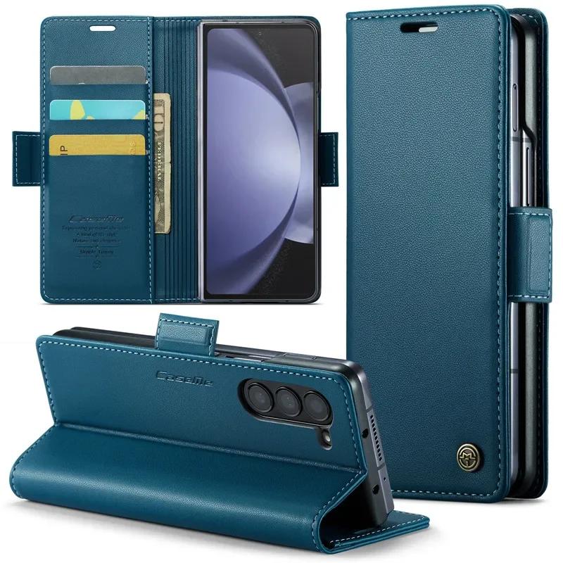 Luxus Magnetische Brieftaschen-Lederhülle Für Samsung Galaxy Z Fold 7 6 5 Stoßfeste Kartenhalter-Taschenabdeckung Für Galaxy Z Fold6