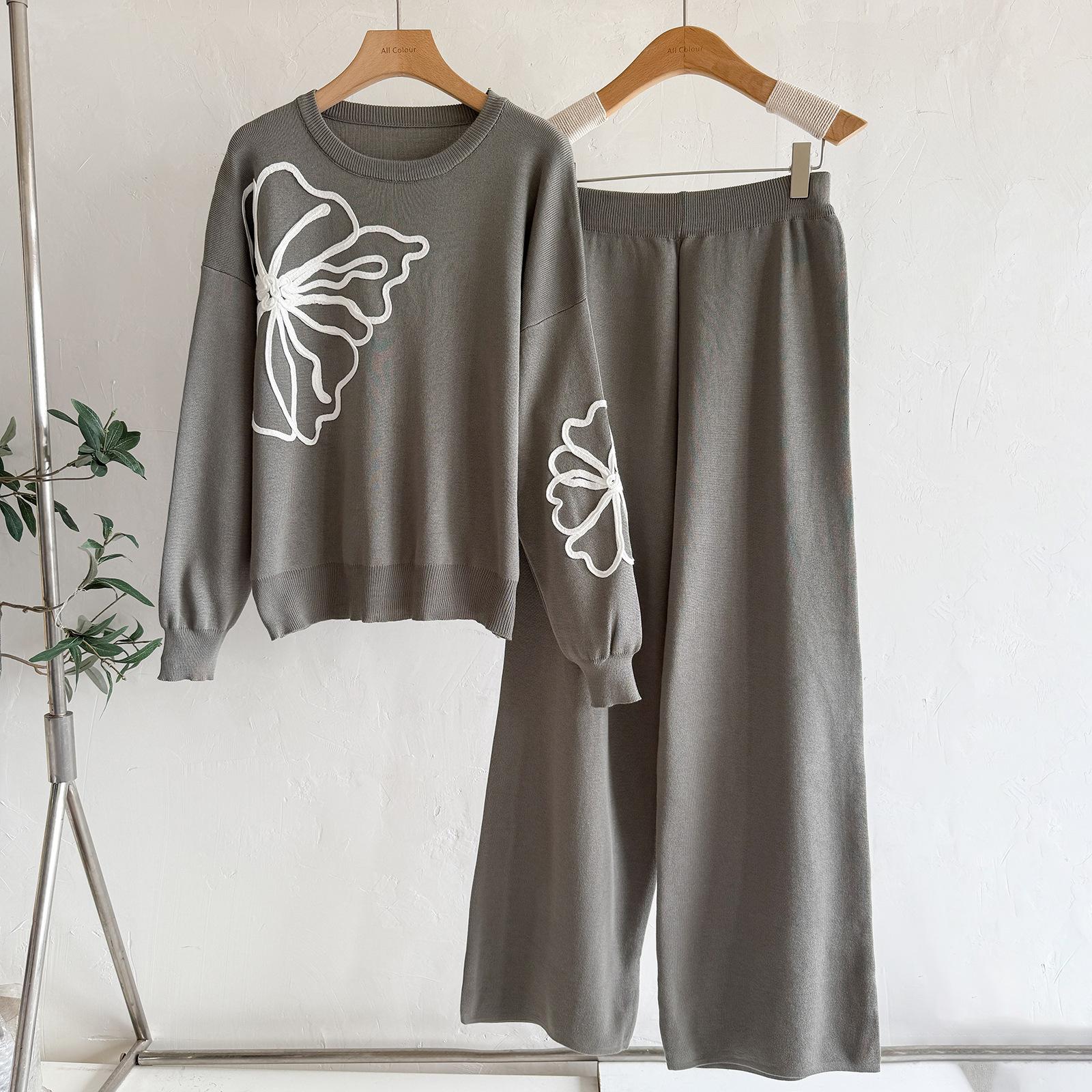 

JKASHDK Женская Мода Повседневный Весенний Осенний Цветочный Принт Длинный Рукав Круглый Вырез Брюки Костюмы Size: One Size светло-зеленый