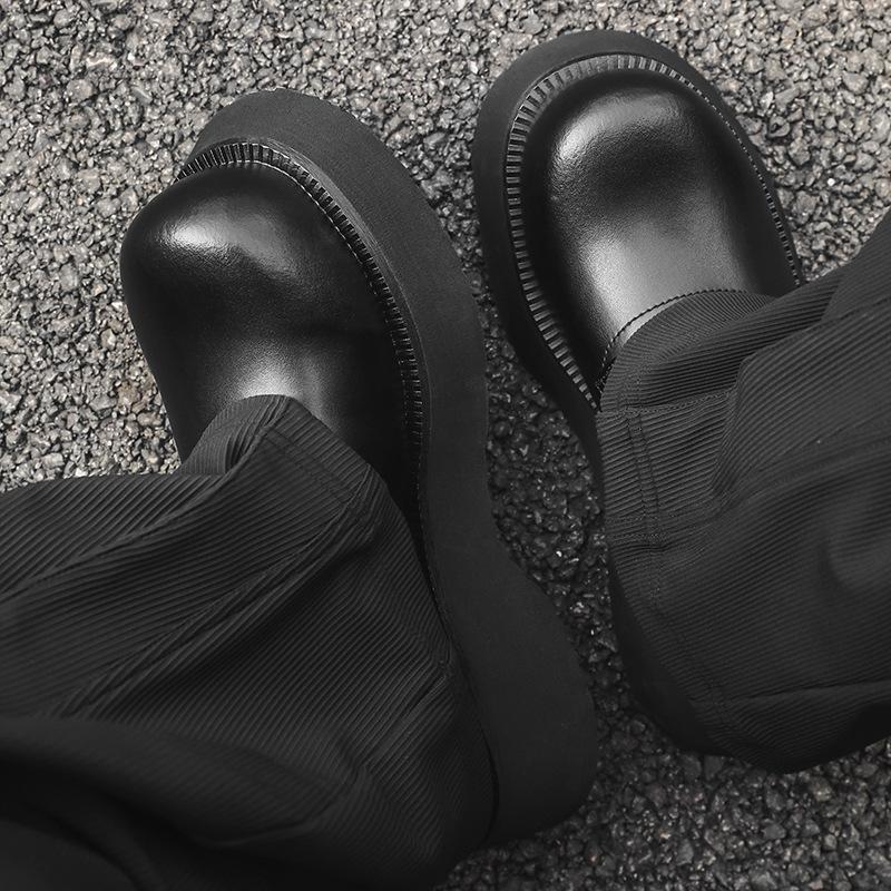 Niche big head derby shoes men's British style round head platform small leather shoes heightening versatile trendy shoes 21244-J