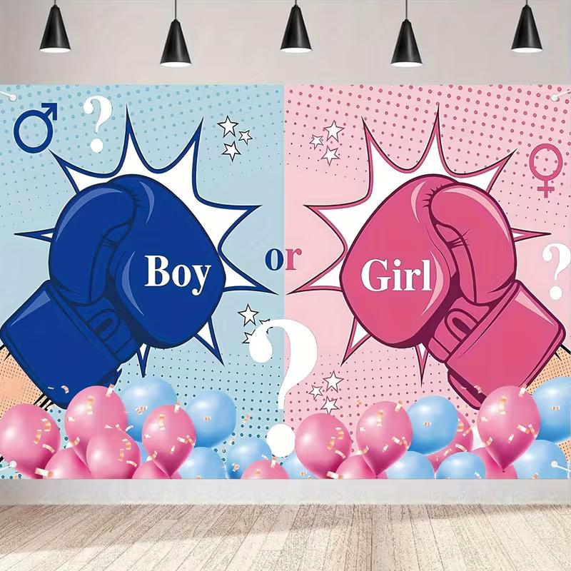 

2D Boy vs Girl Boxing Gloves Tapestry Gender Reveal Photo Background 47.2x31.5inch/120*80cm