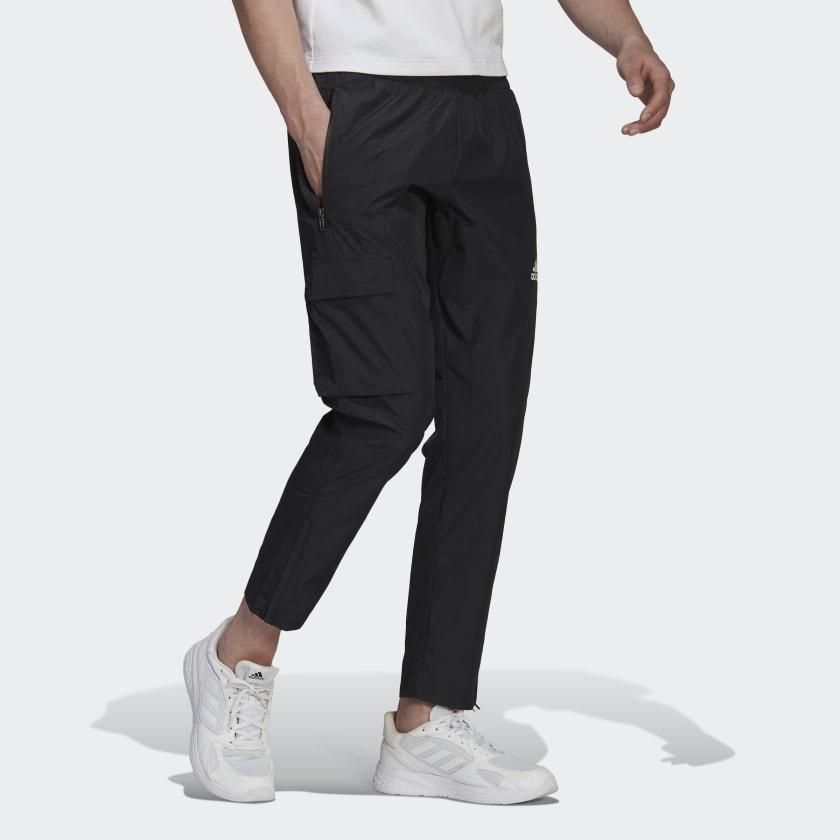 Adidas FW22 Solid Color Logo Print Mid-Rise Casual Sports Pants Men Bottoms Black HE4309