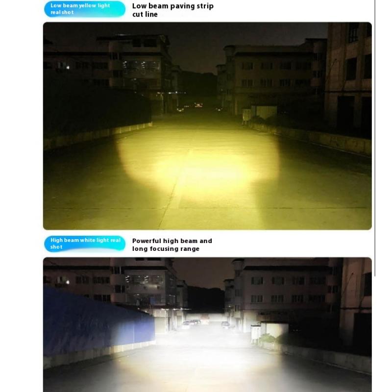 Led Motorcycle Light Moto Accessories 3000K+6000K 12V Headlight Bulbs Dual Color Auxiliary Spotlight Lamp