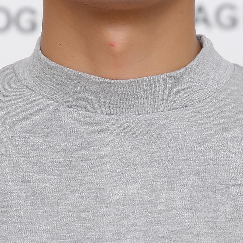 Men's High Neck Cotton Knit Top - Warm Base Layer for Autumn