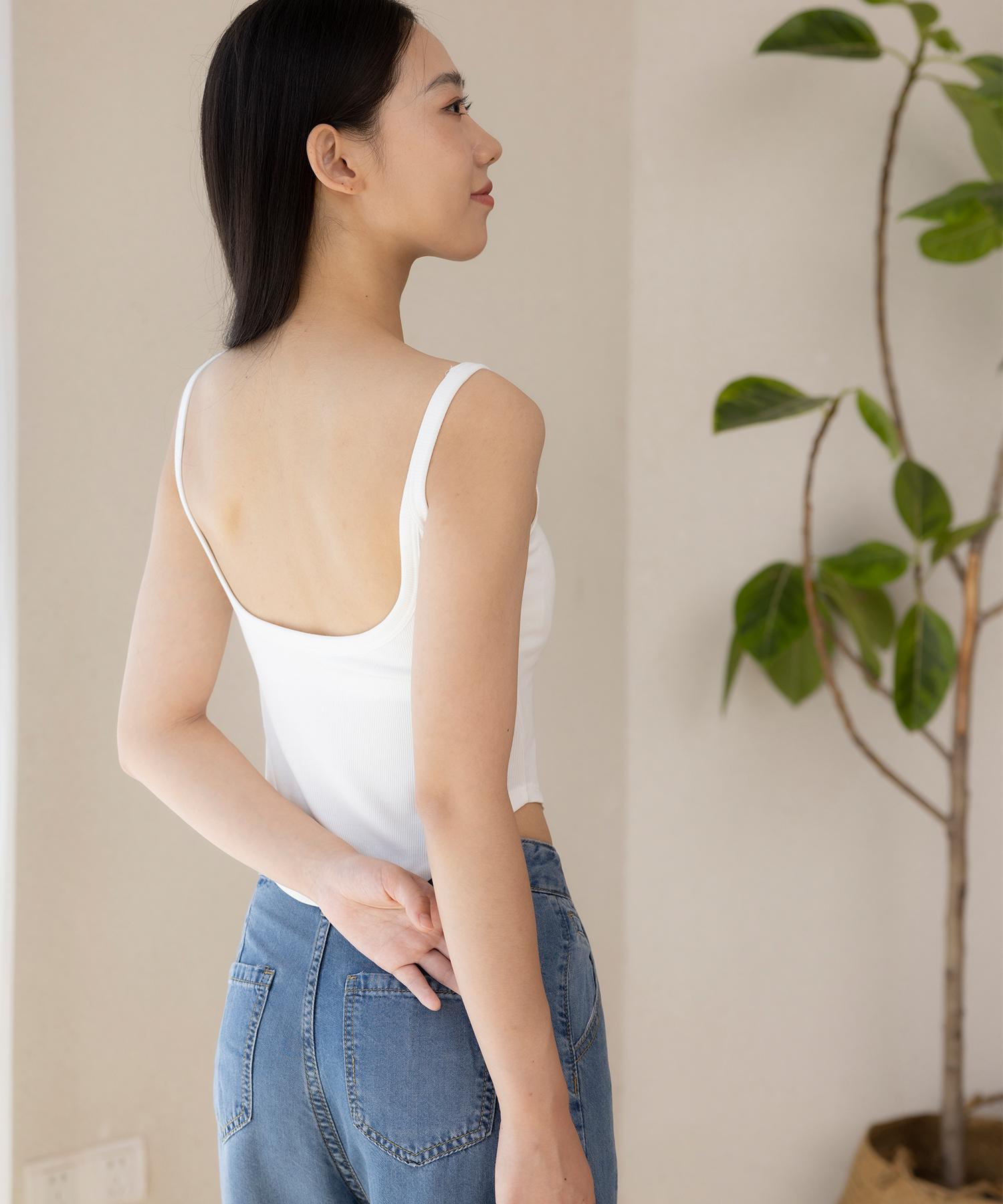 Le Seren Ls23Tp-305 Basic Crop Sleeveless Top White/M