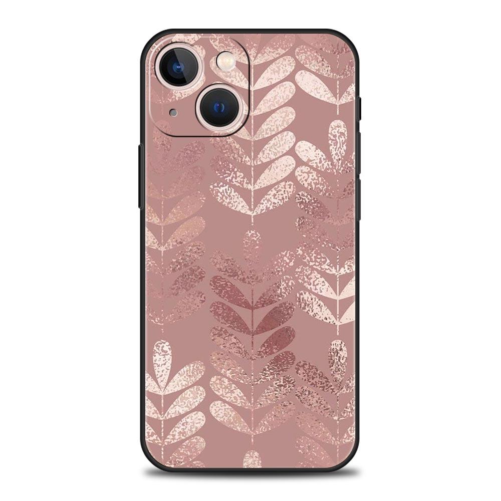 Gold Rose Love Heart Phone Case For iPhone 17 16 15 Pro Max 11 12 13 14 7 8 Plus SE 2020 X XR XS Cover Soft Black