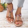 Fashion Summer String Bead Wedge Sandals 2025 New Women's Shoes Elastic Band Women's Sandals Fashion Color Matching Casual Sandals Women