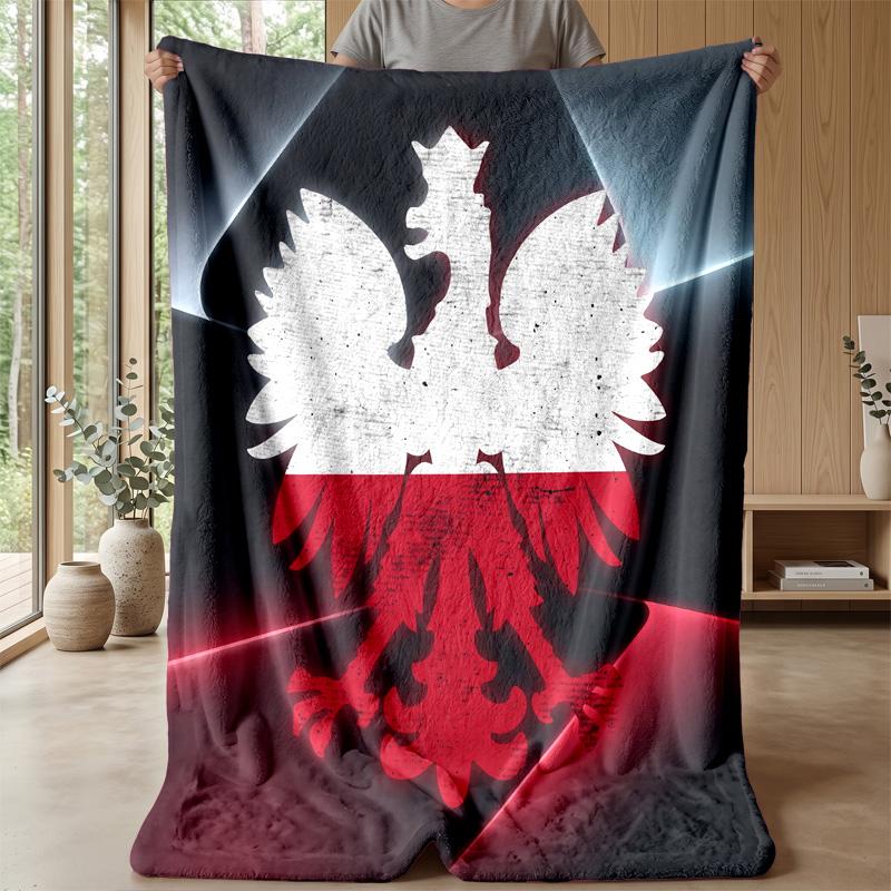 Poland Football Printed Flannel Blanket Skin Friendly Warm Decorative Throw for Indoor Couch Bed Daily Use