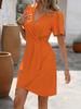 Summer New Invisible Zipper Dress Solid Waistline Elegant Temperament Women's