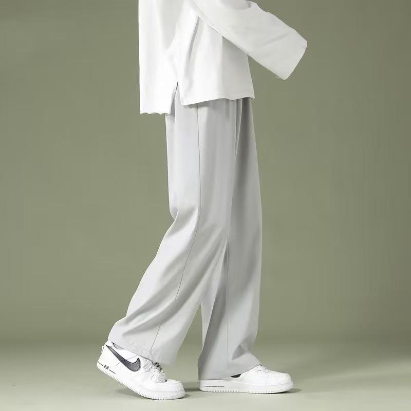 Men's Summer Ice Silk Wide-Leg Pants - Japanese Style, Loose, Straight Casual Trousers