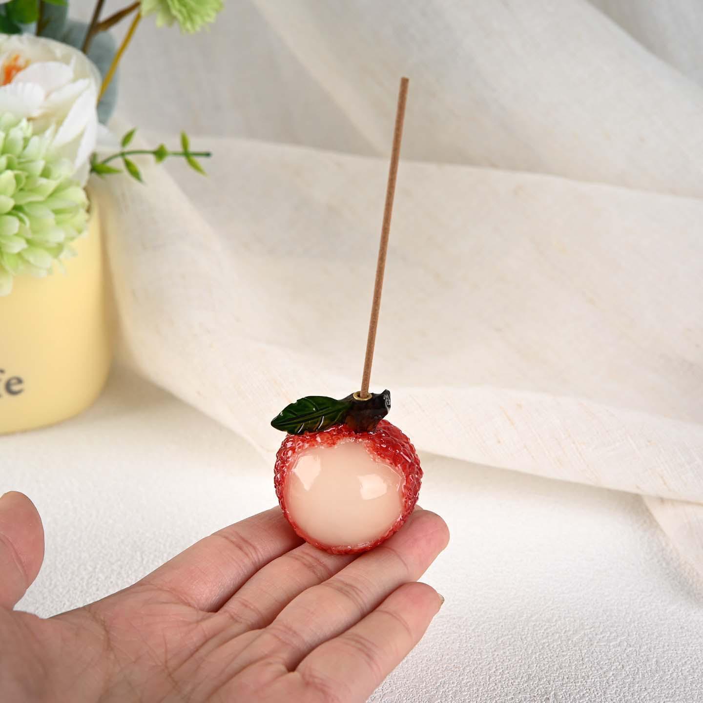

Lychee Orange Chinese Zen Incense Holder and Burner for Home and Tea Table Decor.