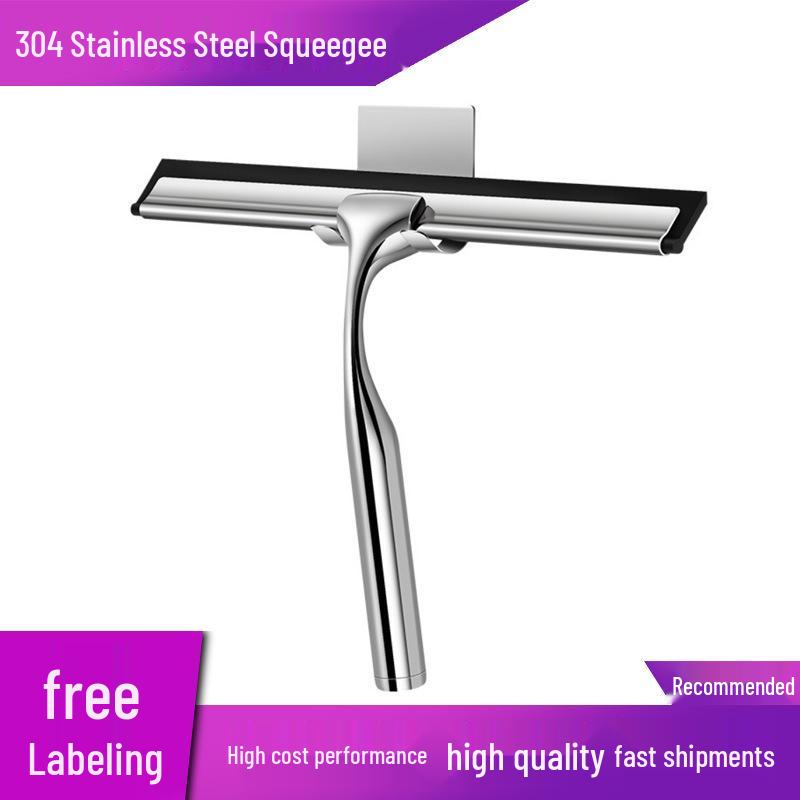 Stainless Steel Silicone Window Squeegee - Ideal for Cleaning Glass in Bathrooms, Restaurants, and Hotels.