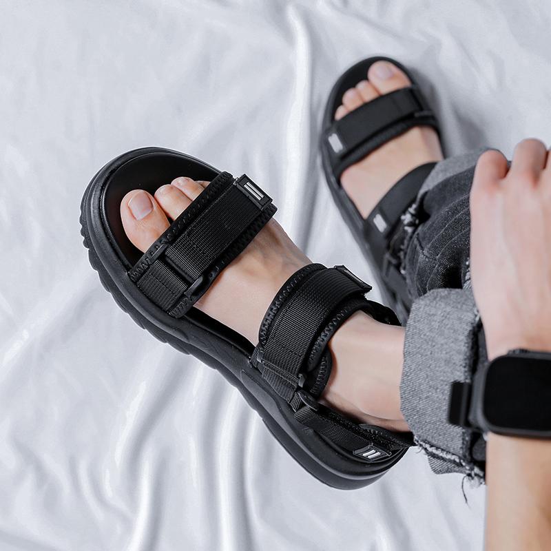 Fashion Men Casual Leather Sandals 2025 New Summer Casual Thick Bottom Walking Shoes Fashion Flat Designer Non-slip Beach Sandal Shoes