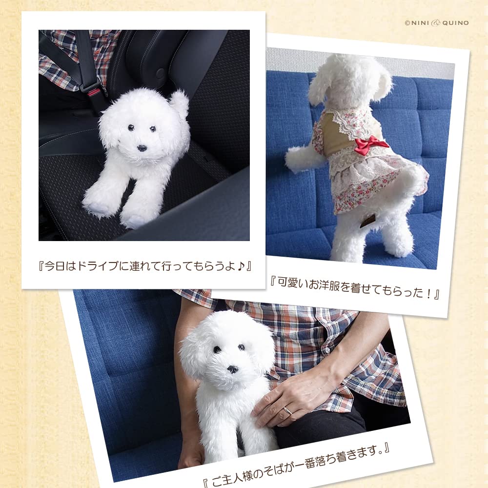 Ninian and Kino Realistic Toy Poodle Plush Toy Freely Approximately 33cm Lifelike Pet (White) - Poseable, Long,