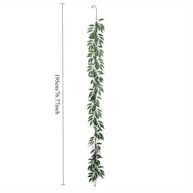 1Pc Simulation 76.77 Inch Green Willow Leaf Soft Rattan for Wedding Home Outdoor Courtyard Patio Garden Decoration
