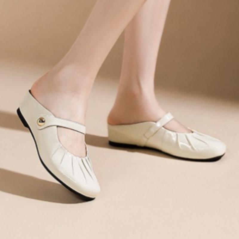 

Модные плиссированные женские шлепанцы на среднем каблуке, новые танкетки, элегантные туфли-мюли, модная осень 2025, классические сандалии, повседневная обувь, zapatillas 35