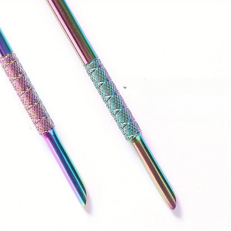 Stainless Steel Double-Headed Nail Pusher Cuticle Remover Exfoliation Prep Tool Clean Dead Skin Circle Bevel Shovel Manicure Pen