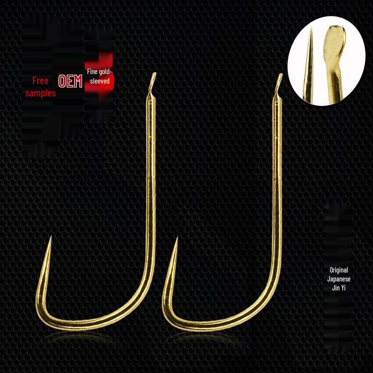 Barbless Japanese Fishing Hooks with TG Black Sleeve, Sharp Point, and Wire Groove - 100 Pieces