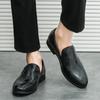 Men Loafers Leather Shoes Formal Business Flats Slip On Shoes Wedding Dress Prom Black Shoes Large Size