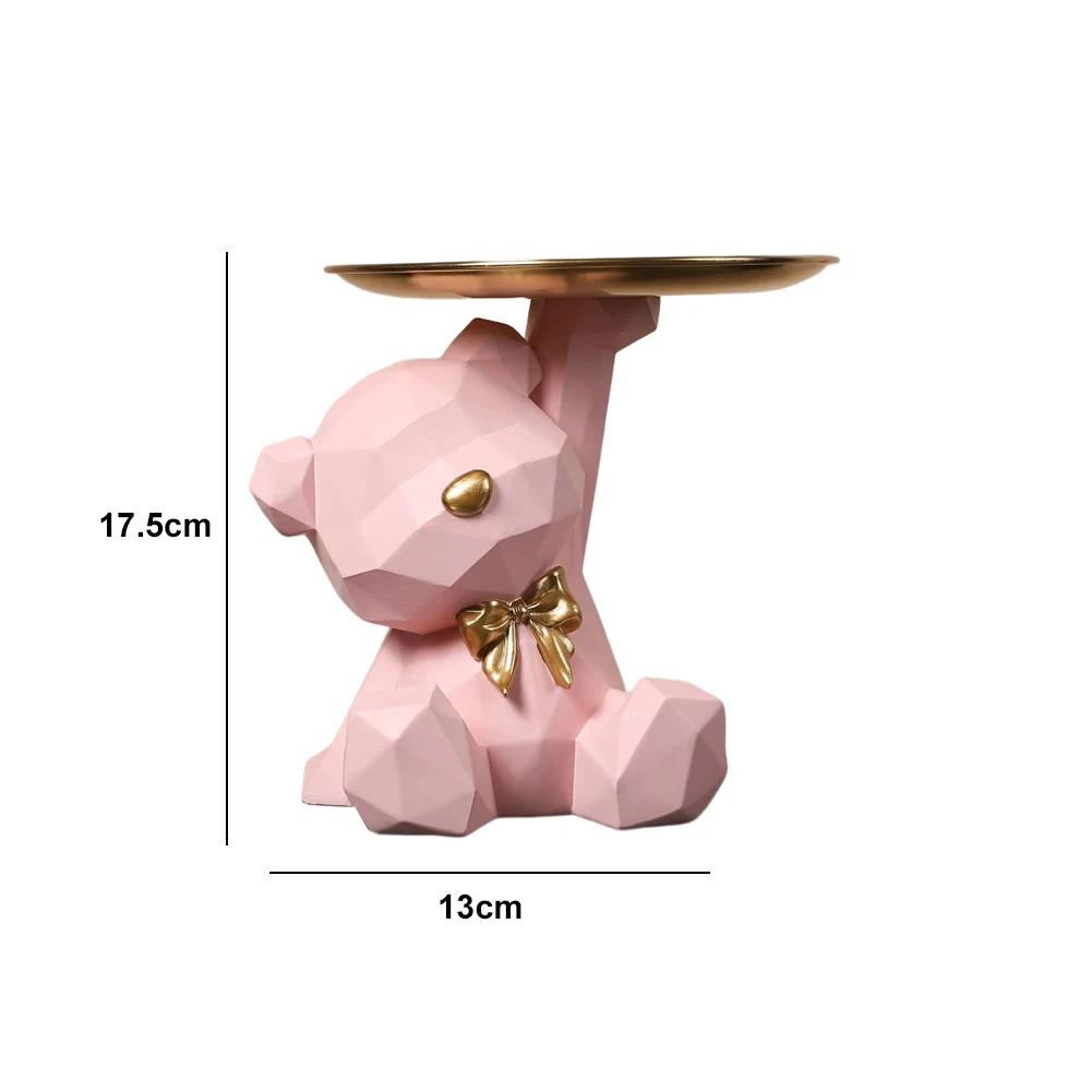 Geometric Bear Resin Storage Box - Decorative Desktop Organizer for Candy, Crafts & Office Supplies, Coffee Shop Home Decor