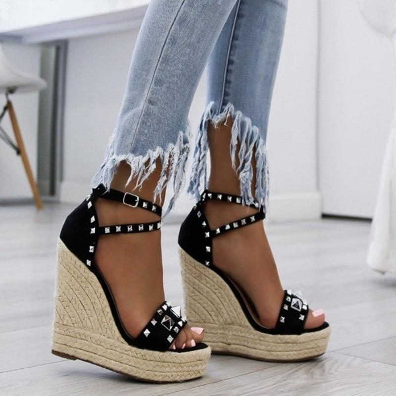 Sandalias de plataforma y cuña de esparto comprar a buen precio — entrega  gratuita, reseñas reales con fotos — Joom