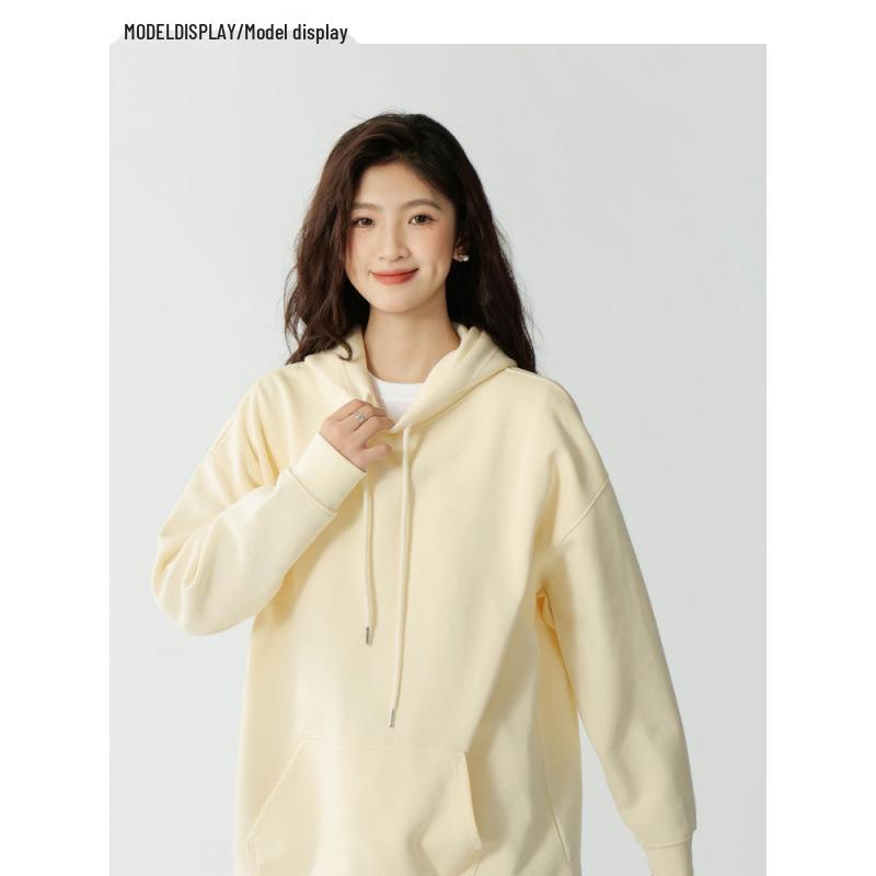 Logo-Emblazoned Cotton Hoodie, 320g, Autumn/Winter Couple's Loose Fit, Drop Shoulder