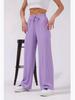 Women's Ribbed Elastic Waistband Casual Wide-Leg Jogging Pants