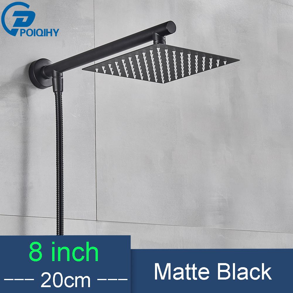 

Черная лейка для душа Rainfall из нержавеющей стали для ванной комнаты, настенная латунная душевая лейка, шланг для душа 150 см, ультратонкая лейка