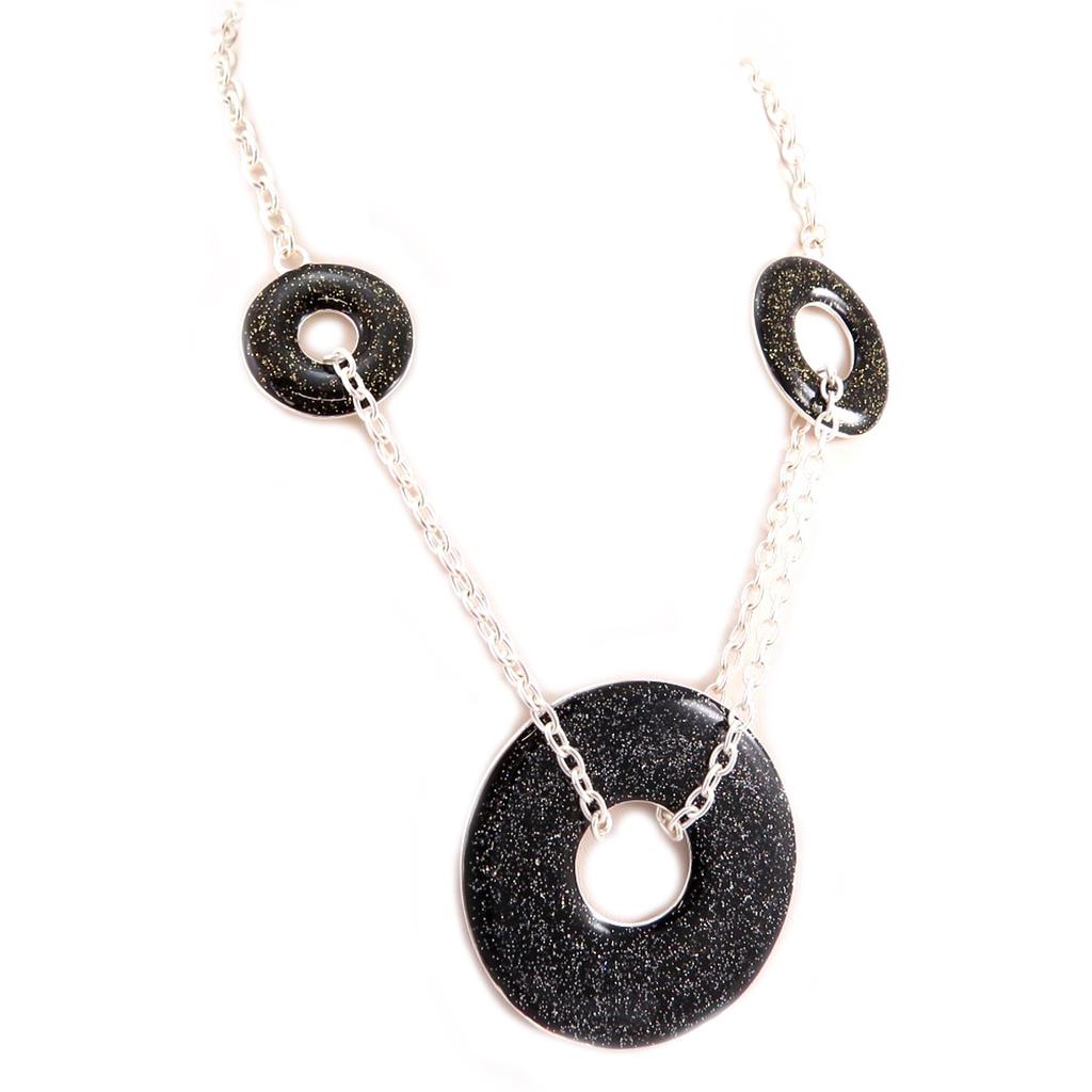 Dolce Vita [Q7835] - Silver Black 'Nora' Designer Necklace - 5.5 Cm