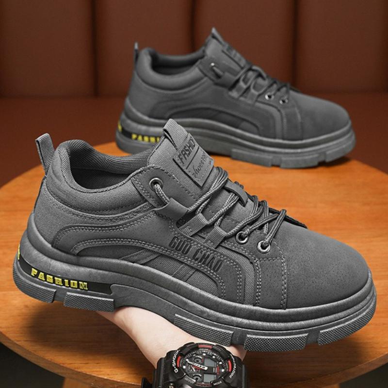 Fashion Lace-up Men's Hiking Shoes New Breathable Platform Work Shoes Comfortable Non-slip Casual Sneakers Outdoor Jogging Shoes