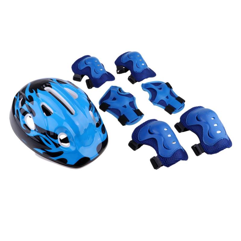 Seven Piece Kids Sports Protective Gear Helmet and Pad Set for Cycling Skating Rollerblading
