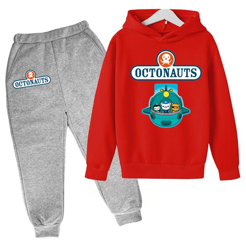 Kids Fall/Winter OCTONAUTS Clothing Sweatshirt Boys Girls Toddlers 3-12 Years Coat +trousers 2P Outdoor Sports Casual Hoodie Set