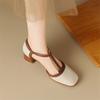 Fashion 2025 New Summer Sandals Square Toe Chunky Heel Hollow Out Sandals for Women French Retro Women Sandals Mixed Color Ladies Shoes