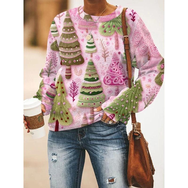 New Christmas Autumn/Winter Printed Round Neck Hoodie For Women