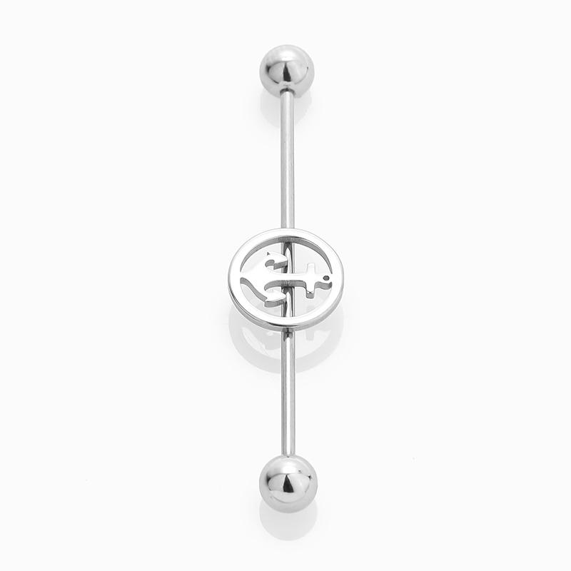YW New Factory Industrial Cartilage Earring 37MM Ball Industrial Barbell Double Hole Body Piercing Jewelry for Women Man