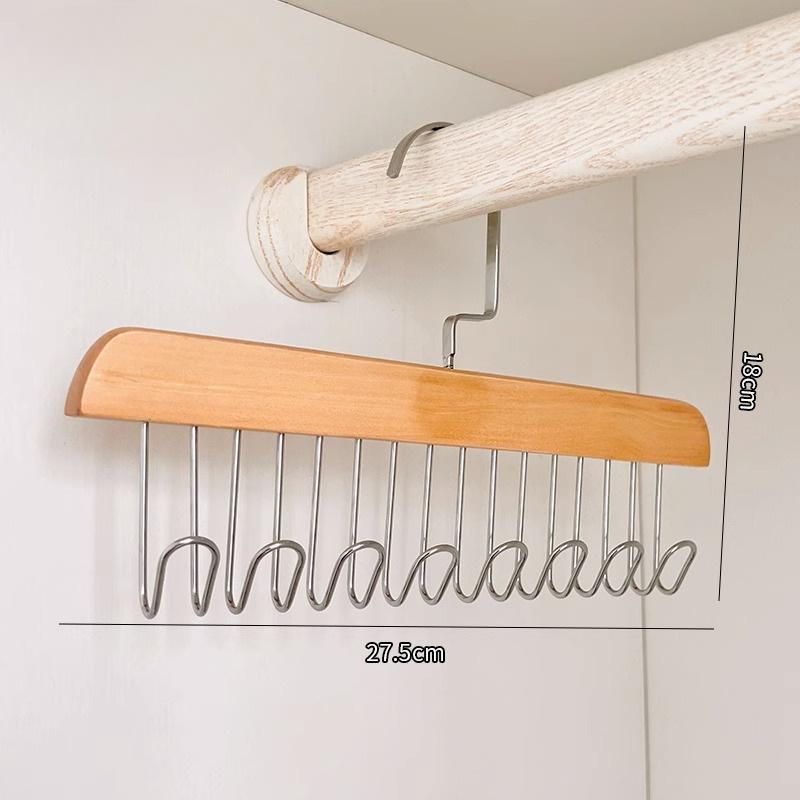 

Деревянная сушилка для одежды с ремешками, многофункциональная вешалка-крючок для нижнего белья, маек, галстуков, общежития Natural wood color