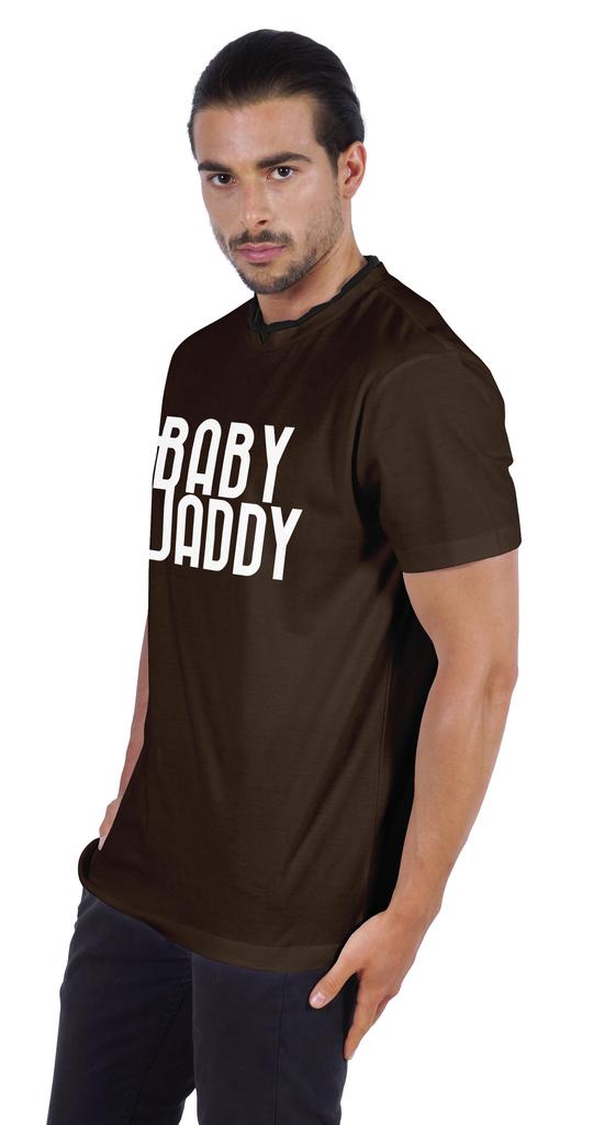 Inkmeso Men  s Graphic Quote   Baby Daddy   Tshirt For Dads Round Neck with V Cut