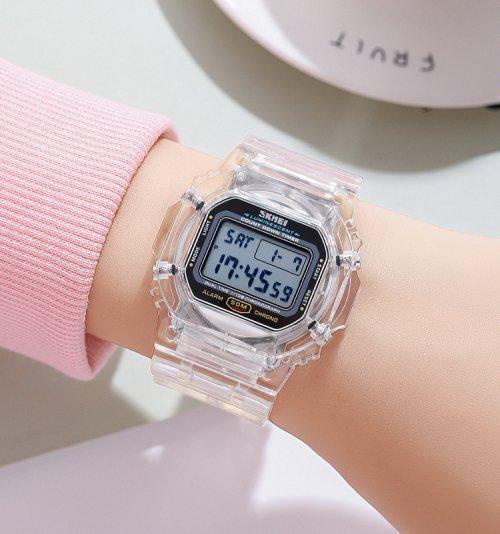 [JULIUS] JULIUS SKMEI Прозрачные Квадратные Цифровые Часы из Уретана 1999 1999 PURPLE