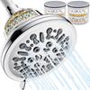 Shower Head with Filter, Filtered Shower Head for Hard Water, 5.5" High Pressure Rainfall Fixed Showerhead with 6 Spray Settings, Water Softener