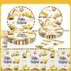 Yellow Excavator Party Set: Plates, Cups, Napkins & Tablecloth for Boys