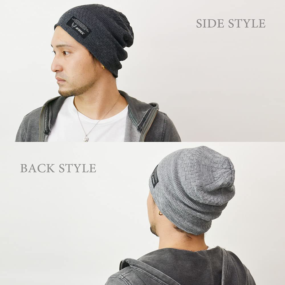 AVIREX Knit Cap Beanie Dark Charcoal (Type A, (Jacquard Knit))