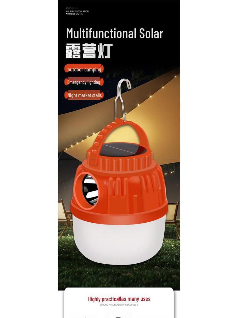 Solar Rechargeable Camping Light with Ultra-Long Battery Life for Emergency and Mobile Use.