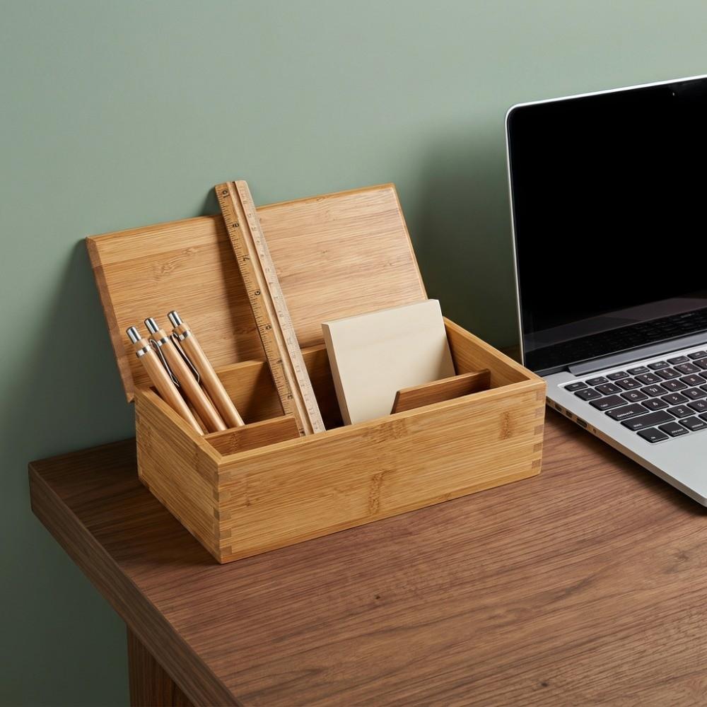 Wood Color Multi-grid Kitchen Cutlery Organizer Dining Room Counter Cutlery Arrangement