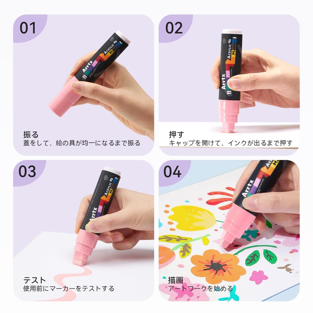 Arrtx 30 Color Acrylic 15mm Jumbo Felt Tip Acrylic Paint Pens for Rock Easter and Fabric Painting Art Markers for DIY Crafts and Art Supplies Markers,