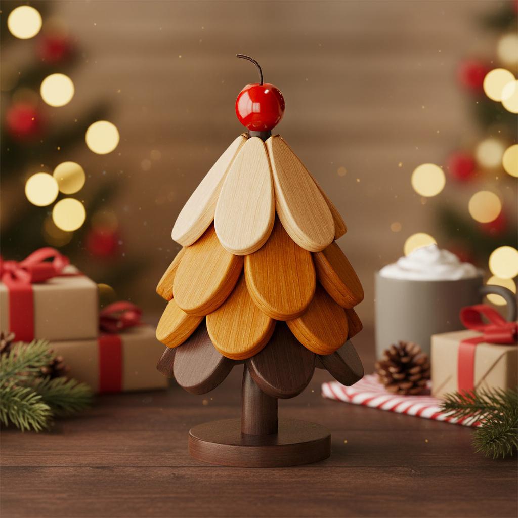 4pcs/1set Christmas Tree Coasters Set Anti-scald Wooden Christmas Tree Coasters Tree-shaped for Hot Dishes Teapot Hot Pot Holder