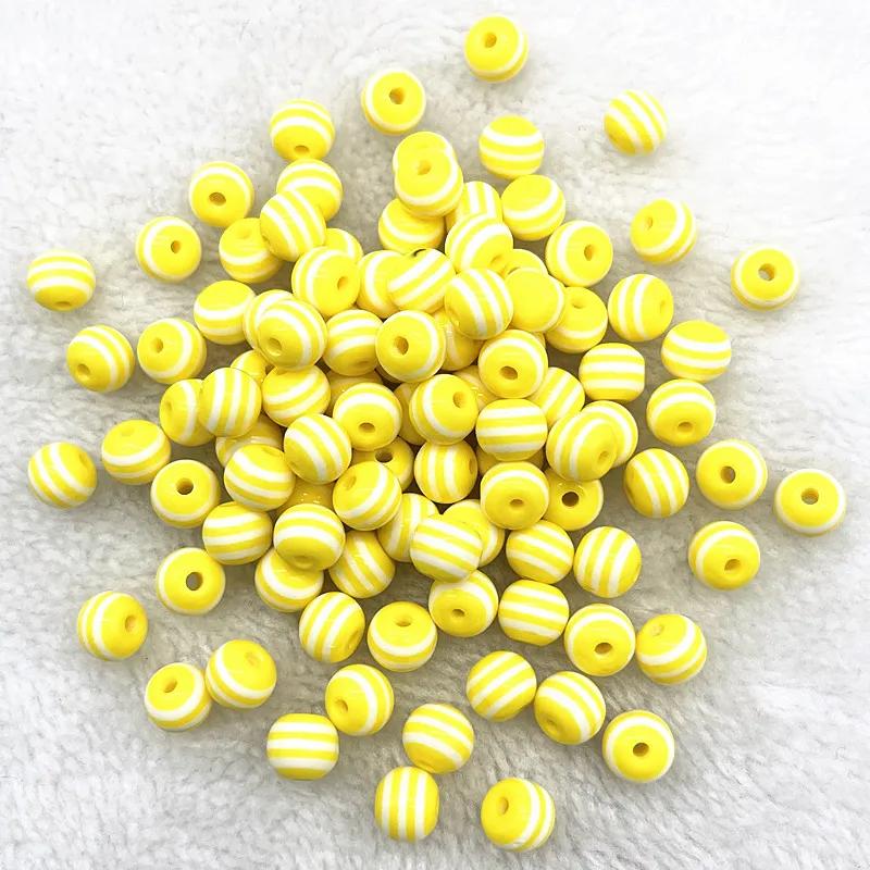 8/10/12mm Round Resin Beads Stripe Spacer Beads for Jewelry Making Children Handcraft Department DIY Bracelet Accessories