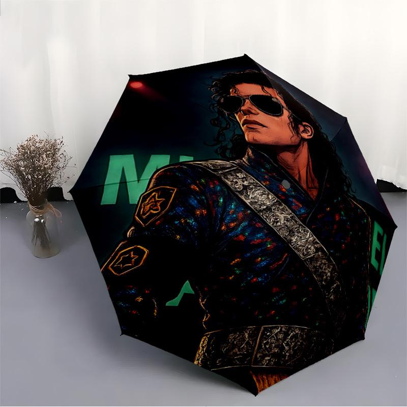 1pc Michael Jackson Automatic Folding Umbrella - Compact 8-Rib Design, Durable Plastic & Iron,  F104016