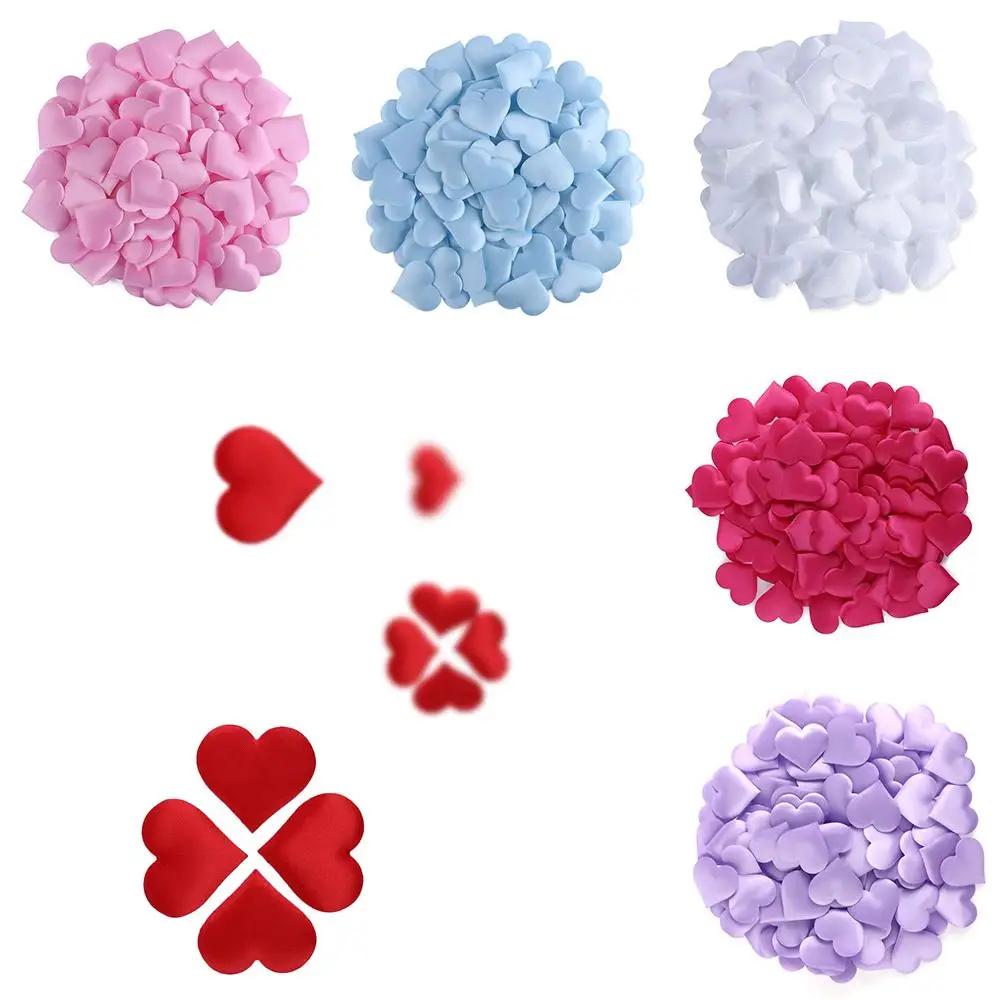 100pcs Sweet Craft DIY Table Decoration Throwing Rose Petals Wedding Party Love Heart Padded Fabric